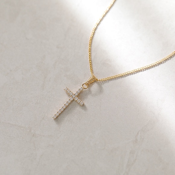 Crystal Cross Necklace | 18k Gold Filled - Picture 2 of 7